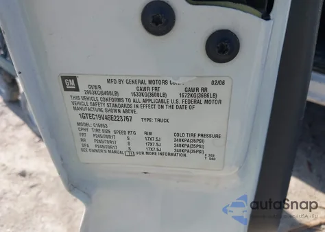 2006 GMC Sierra 1500 Work Truck z USA, uszkodzony, nr VIN 1GTEC19V46E223767